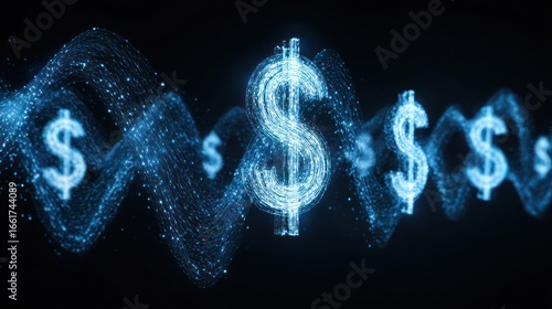 Abstract digital dollar symbol graphic