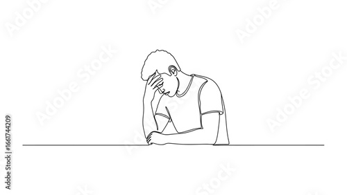 Abstract of Despair: A minimalist line drawing of a person, capturing a moment of profound emotional strain and representing the universal feeling of being overwhelmed or distressed.