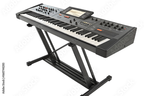 Synthesizer with stand 3d rendering isolated on transparent background