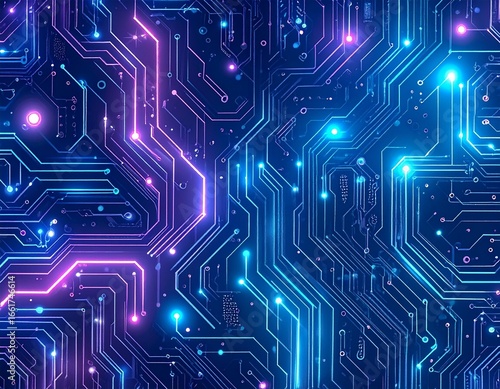 Seamless Futuristic Circuit Board Pattern