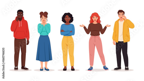 Expressions of Feeling: A diverse gathering of individuals, each one expressing a unique emotional state, from frustration to despair, in a photorealistic, emotionally charged group study.