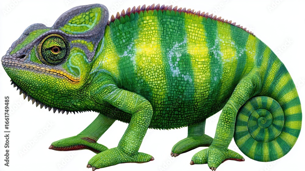 Obraz premium Colorful Chameleon Illustration in Watercolor Style