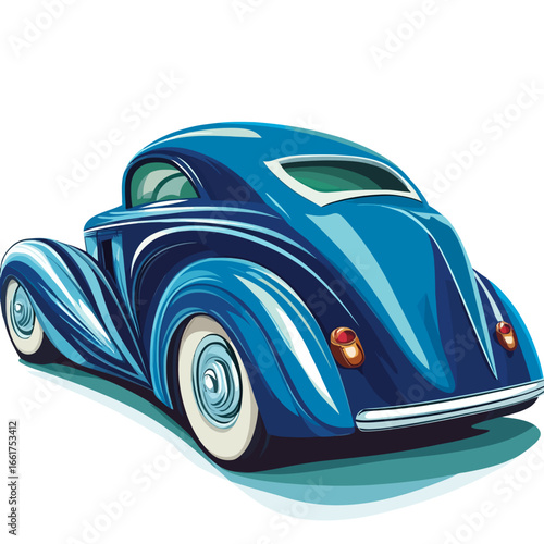 blue car headlight isolated on white