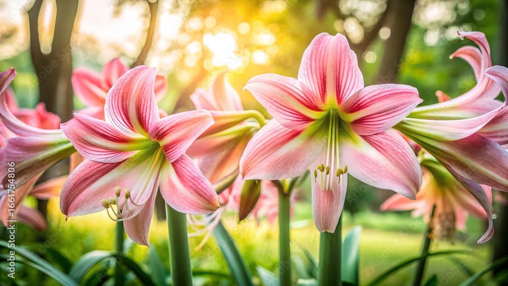 Naklejka premium petal pink amaryllis background