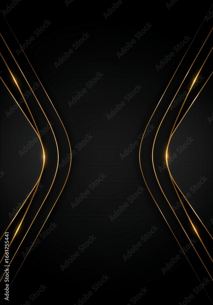 Obraz premium A sleek, modern design featuring elegant golden lines on a black background, creating a sophisticated and artistic atmosphere.