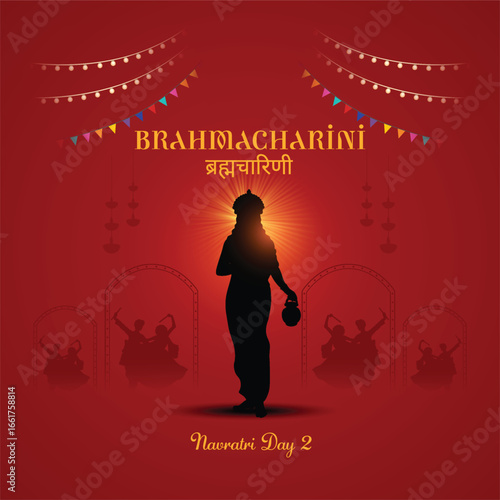 9 days of Navratri goddess durga avatars with color of the day. Day two goddess brahmacharini. Hindi translation brahmacharini.