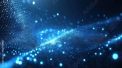 Dark Blue Tech Dot Matrix Light Effect Background: Future Data & Digital Art Design