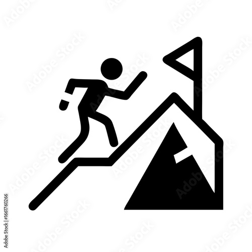 Mountain climbing success reach goal achievement peak challenge adventure hiking vector graphic design