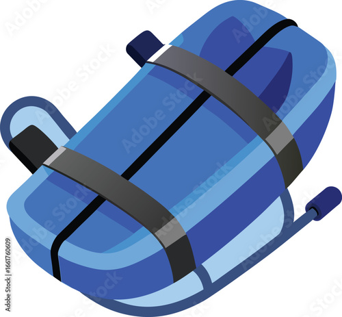 Blue Luge Sled Illustration on Light Blue Background for Winter Sports