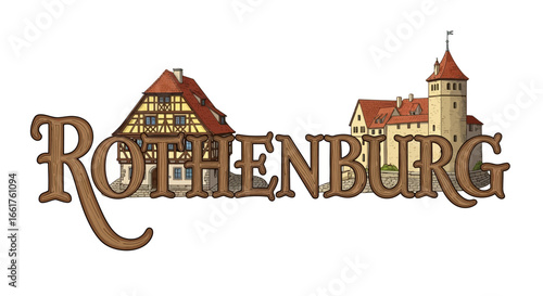 Rothenburg ob der Tauber Illustration Vector.