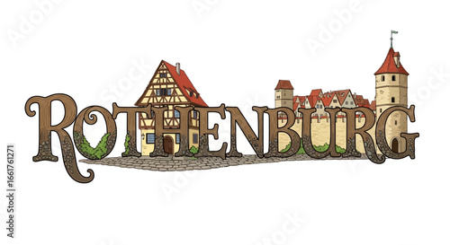 Rothenburg Ob Der Tauber with Germany Travel Landmark.