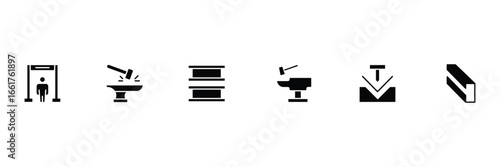 Metal Element solid icons. Metallic Materials. Steel icons. Minimalistic icon. Vector illustration.