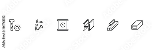 Metal Element line icons. Metallic Materials. Steel icons. Minimalistic icon. Vector illustration.