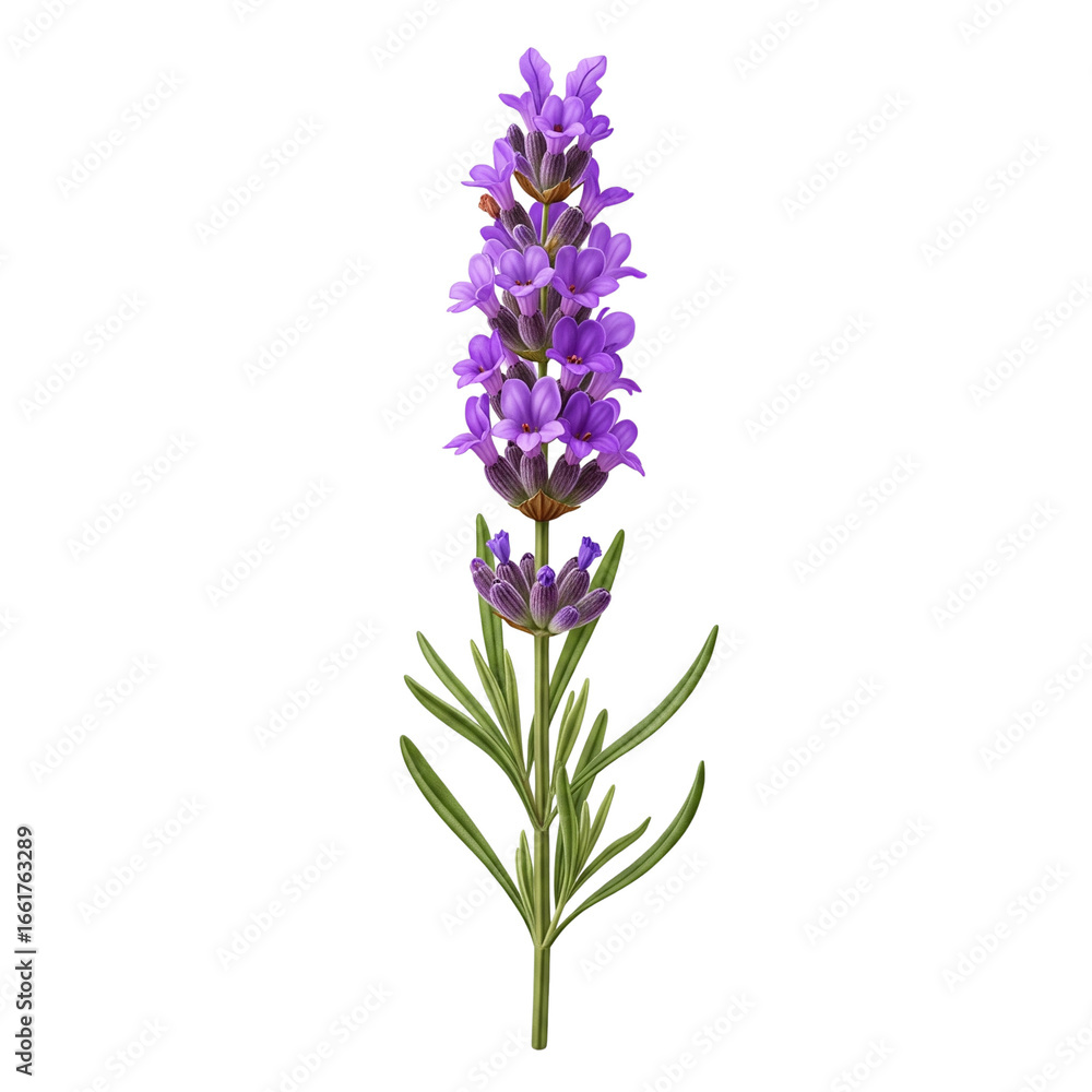 Aromatic lavender sprig with purple flowers isolated transparent background herb floral, Isolated on Transparent Bakcground, Ai Generative Images



