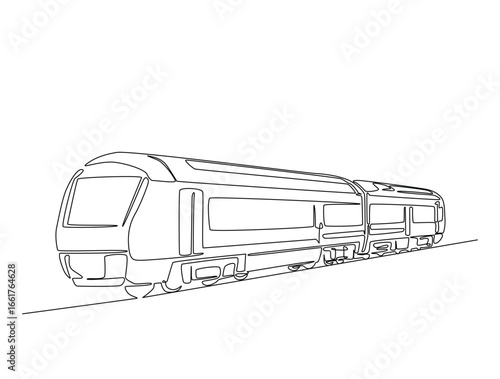 Continuous line art drawing of locomotive train. Train in single line art drawing vector illustration. Editable stroke.