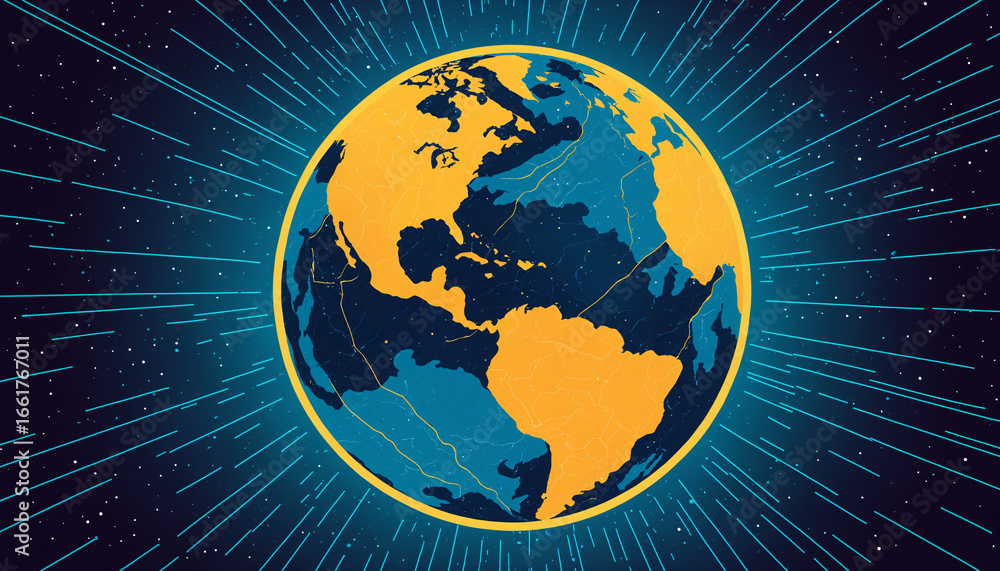 Naklejka premium stylized world globe with radiating lines