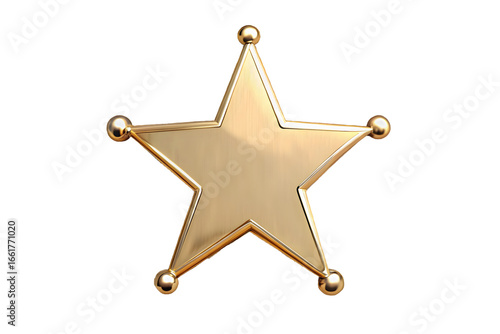 Sheriff star badge front view 3d rendering isolated on transparent background