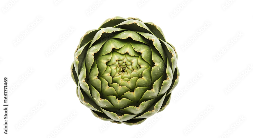 Obraz premium Closeup of a single green artichoke isolated on transparent background, showcasing its fresh and organic nature, perfect for culinary and healthy eating concepts