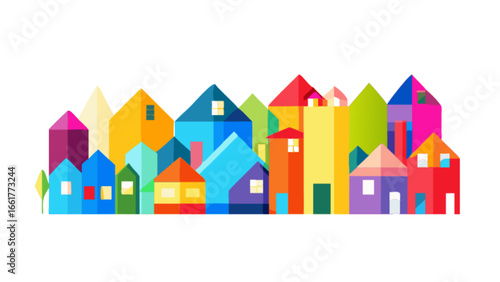 Colorful houses vector illustration for real estate and community design with vibrant buildings townscape