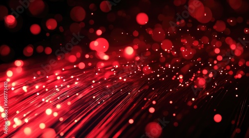 Red streaks of light, bokeh, dark background