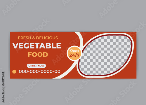 food business fakebook cover design template for marketing.