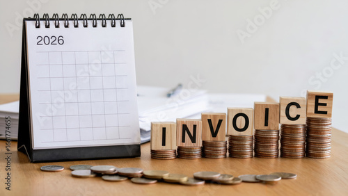 Planning financial success for 2026 with rising invoice costs and stacked coins