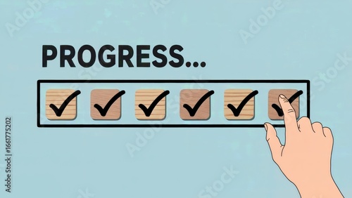 Achieve goals with checklist progress icons, marking tasks complete for successful project completion.