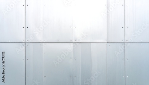Modern Metallic Facade: Silver Panels with Rivets, Architectural Detail, Minimalist Design