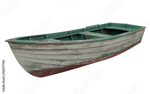 Old Wooden Rowboat with Peeling Paint and Weathered Details