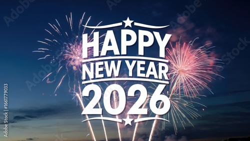 Celebrate the New Year 2026 with dazzling fireworks and festive holiday cheer illuminating the night sky