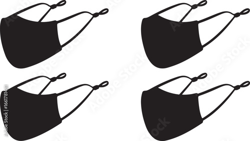 Black cloth masks with ear loops face coverings