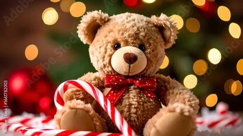 Wallpaper Mural Christmas teddy bear candy cane Torontodigital.ca