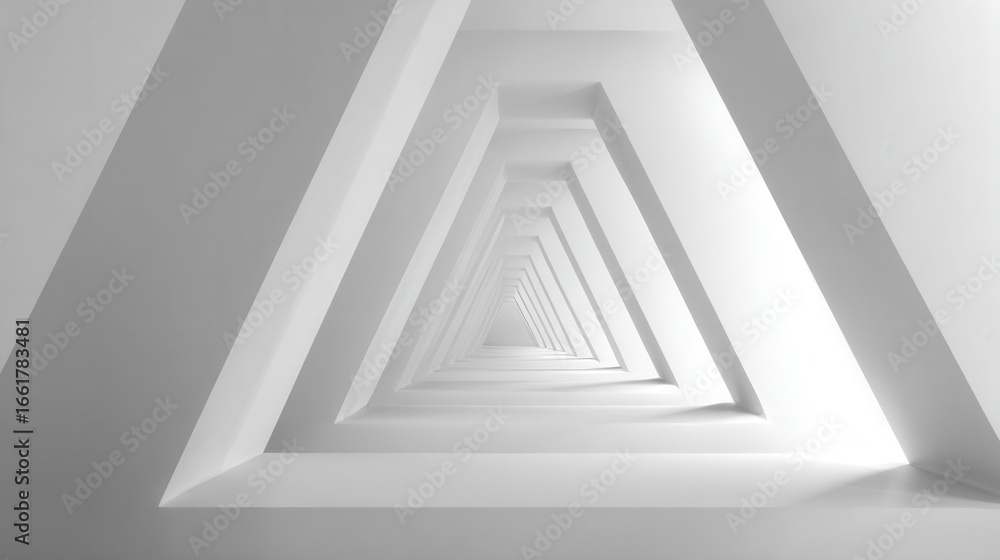 Obraz premium white triangle tunnel receding perspective