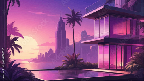 palm trees at sunset