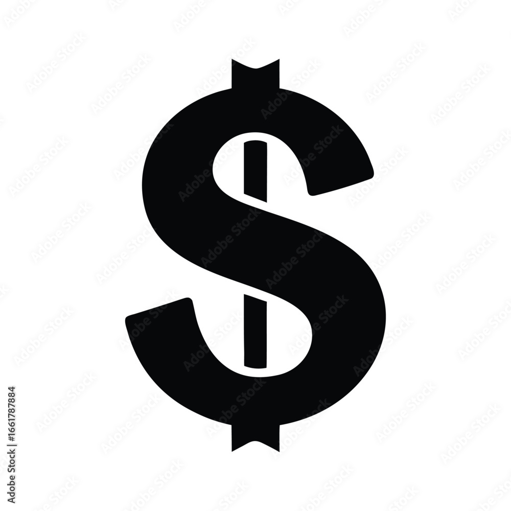 Bold Black Dollar Sign Icon: Financial Symbol, Business, Currency, Money, Wealth, Success, Investment, Banking, Finance, Economy. Bold Black Dollar Sign Icon: Financial Symbol, Business, Currency, Money, Wealth, Success, Investment, Banking, Finance, Economy.