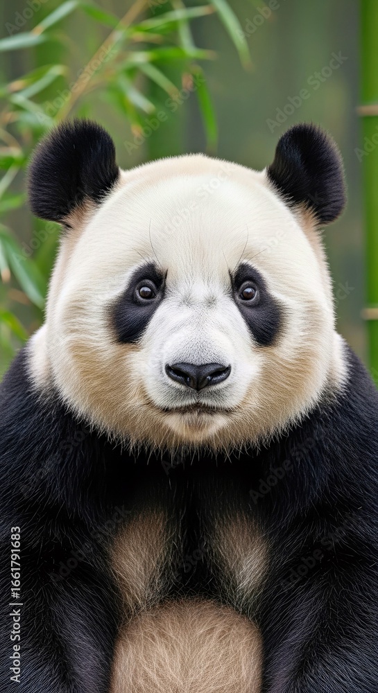 Obraz premium Professional photorealistic waist-up portrait of a gentle panda.