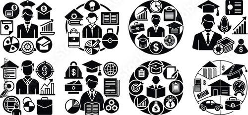 Financial Literacy & Investment Icons Guide to Wealth Building