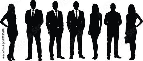 Business people silhouette, corporate teamwork vector, office professional group, executive man woman illustration, leadership concept, success collaboration, business meeting design