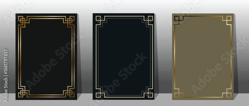 Luxury frame vector design. Frame design with gold line in classic style. Suit for voucher, VIP invitation, award, post card, brochure, poster, wedding invitation, etc