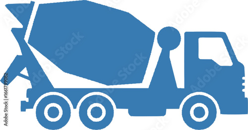 simple blue concrete cement mixer truck side view icon transparent background

