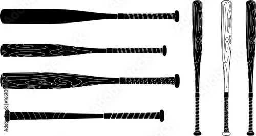 various classic wood and metal baseball softball bat set of 4 transparent background
