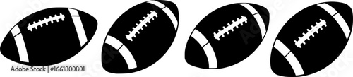 simple american football gridiron ball set of 4
