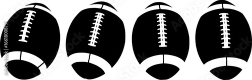 simple american football gridiron ball set of 4
