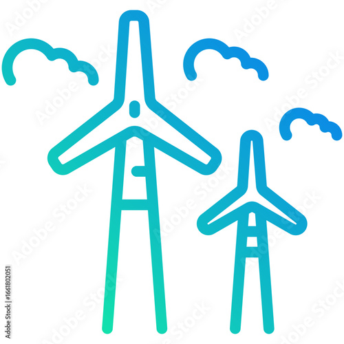 windmills gradient line icon