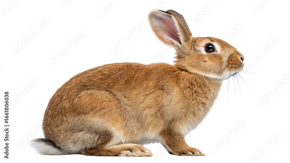 Obraz premium Brown Rabbit Sitting Isolated on White Background