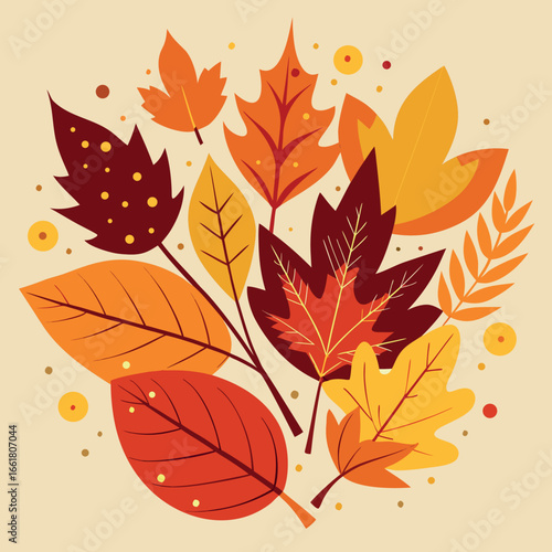 a-collection-of-autumn-leaves-in-a-stylized-silhouette vector eps
