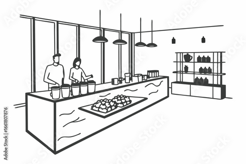 Stylish coffee culture scene with cafe elements