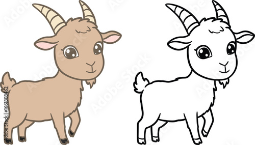 Cute Cartoon Goat Illustration