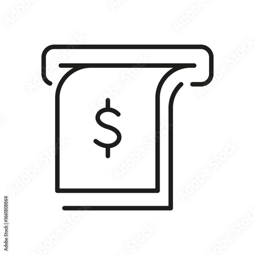 Atm Cash Withdrawal Line Icon. Financial Transaction And Banking Service Outline Symbol. Money Dispensing And Atm Machine Usage. Editable Stroke. Isolated Vector Illustration
