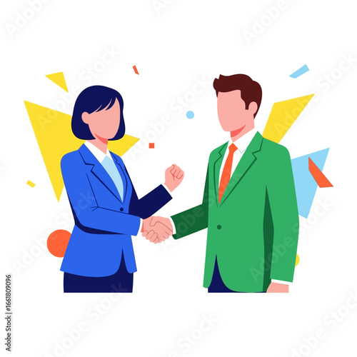Handshake Agreement: A captivating illustration of a business handshake symbolizes partnership and successful deal-making. The image captures the essence of agreement, collaboration.